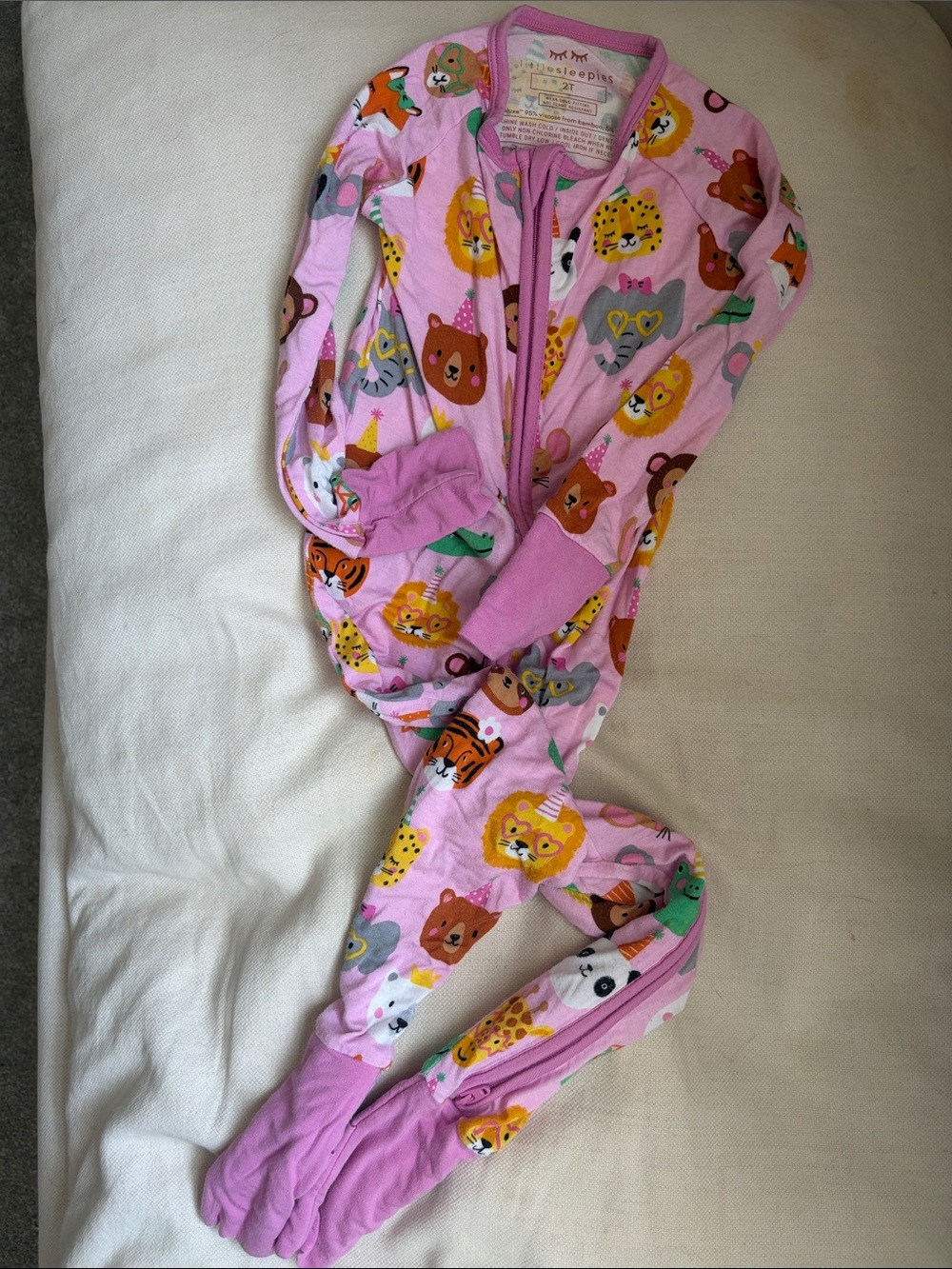 Little Sleepies Party Animal Faces Footed One-Piece Pajamas
